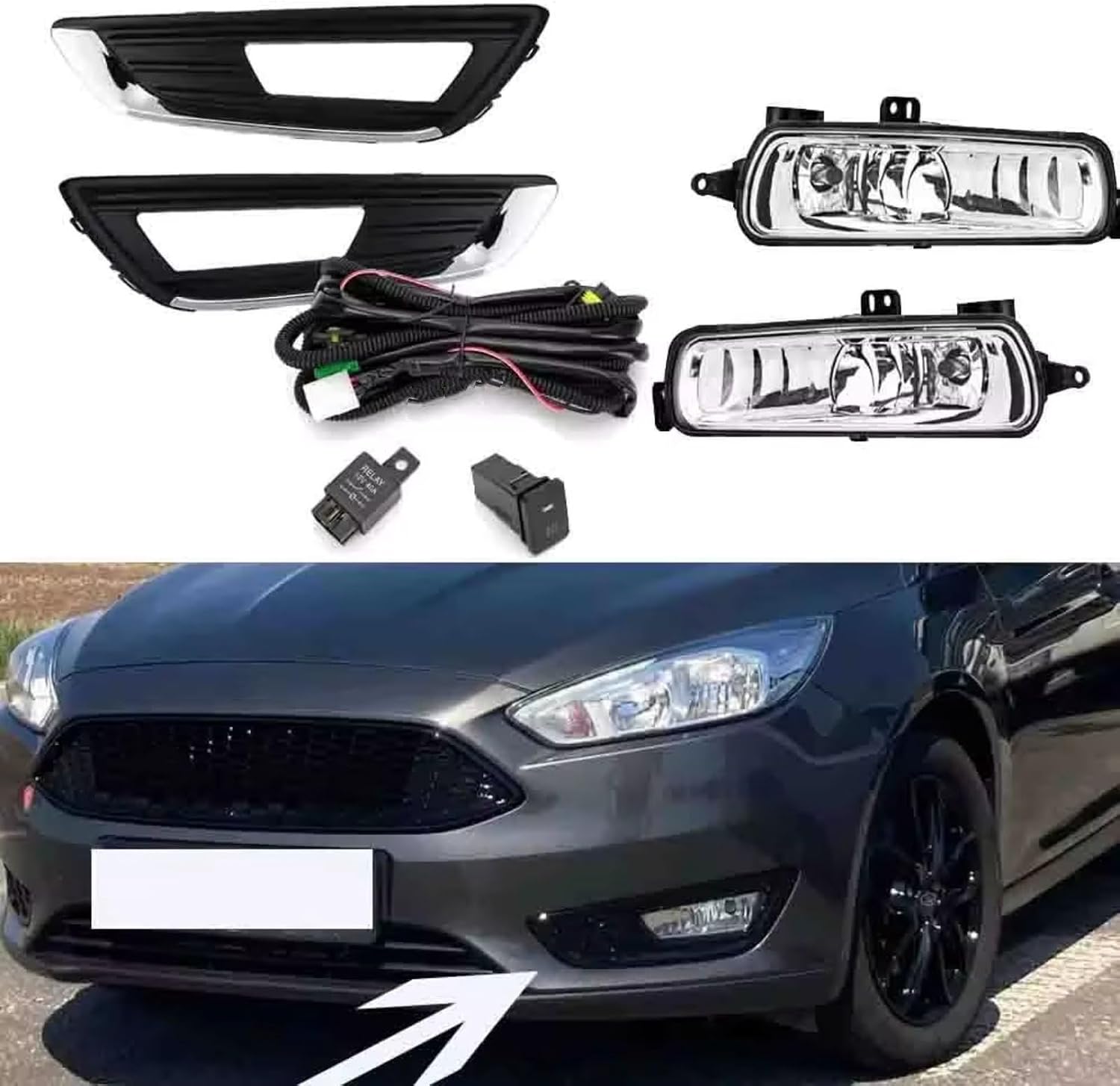 車用フロントフォグライ に適合するフォードに適合するフォーカス2015 2016 2017 2018に適合するフォグランプに適合する