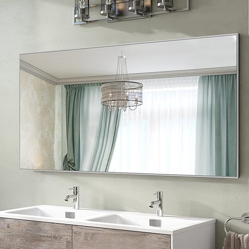 Miniatura 9 de KIAYACI - Espejo para apoyar en el suelo de longitud completa, con soporte, grande, se puede colgar de la pared en vertical u horizontal, es ideal