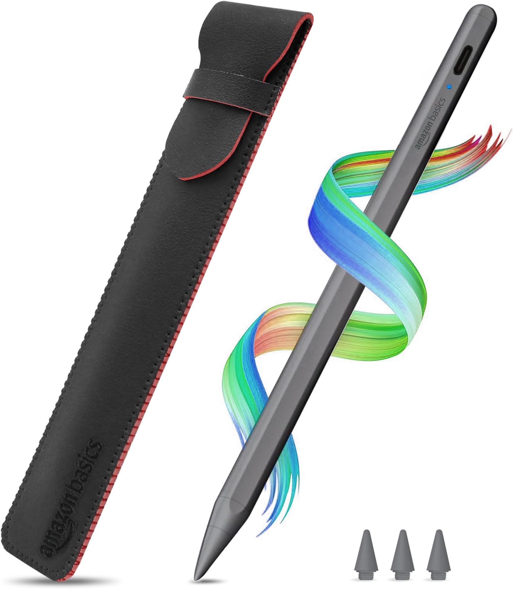 Amazon Basics 2nd Gen Stylus Pen for IPAD | Supports Palm Rejection, Tilt Sensor, Precise for Writing/Drawing| for iPad 6/7/ 8/ 9th Gen; iPad 10.2", Pro 11/12.9", Mini 5/6th, Air 3/4th Gen (Grey)