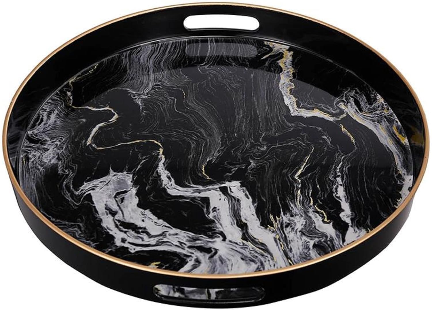 A&B Home S/2 Quinn Trays, Set of 2 Black and White, 2 Piece