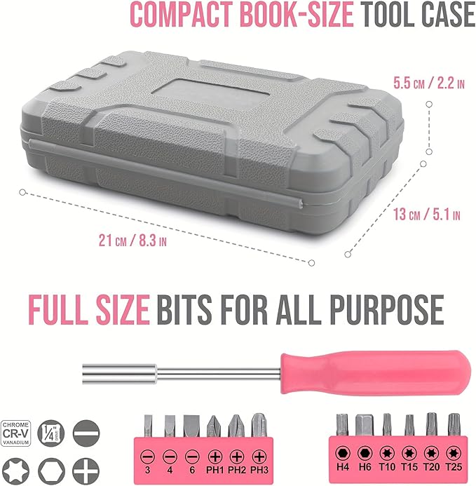 Kit de Herramientas Manuales 24 Piezas Rosa para Hogar - LIRFIX miniatura 2