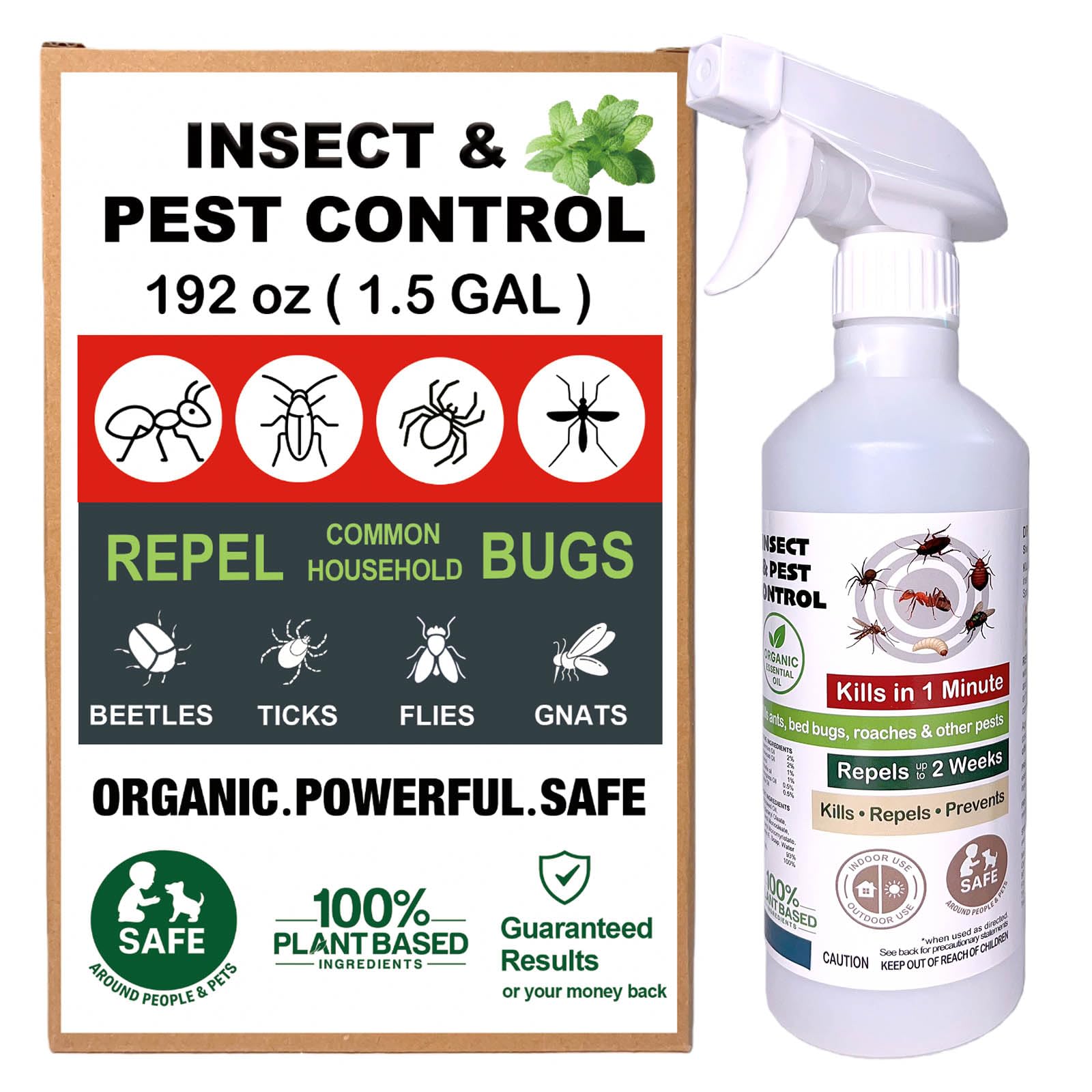 1.5 Gal Organic Peppermint Oil Spray for Bugs – Natural Insect Repellent &amp; Pest Control for Ants, Roaches, Spiders &amp; More, Indoor &amp; Outdoor for Home, Car, Bedroom &amp; Yard, Pet-Safe Ant Repellent Spray