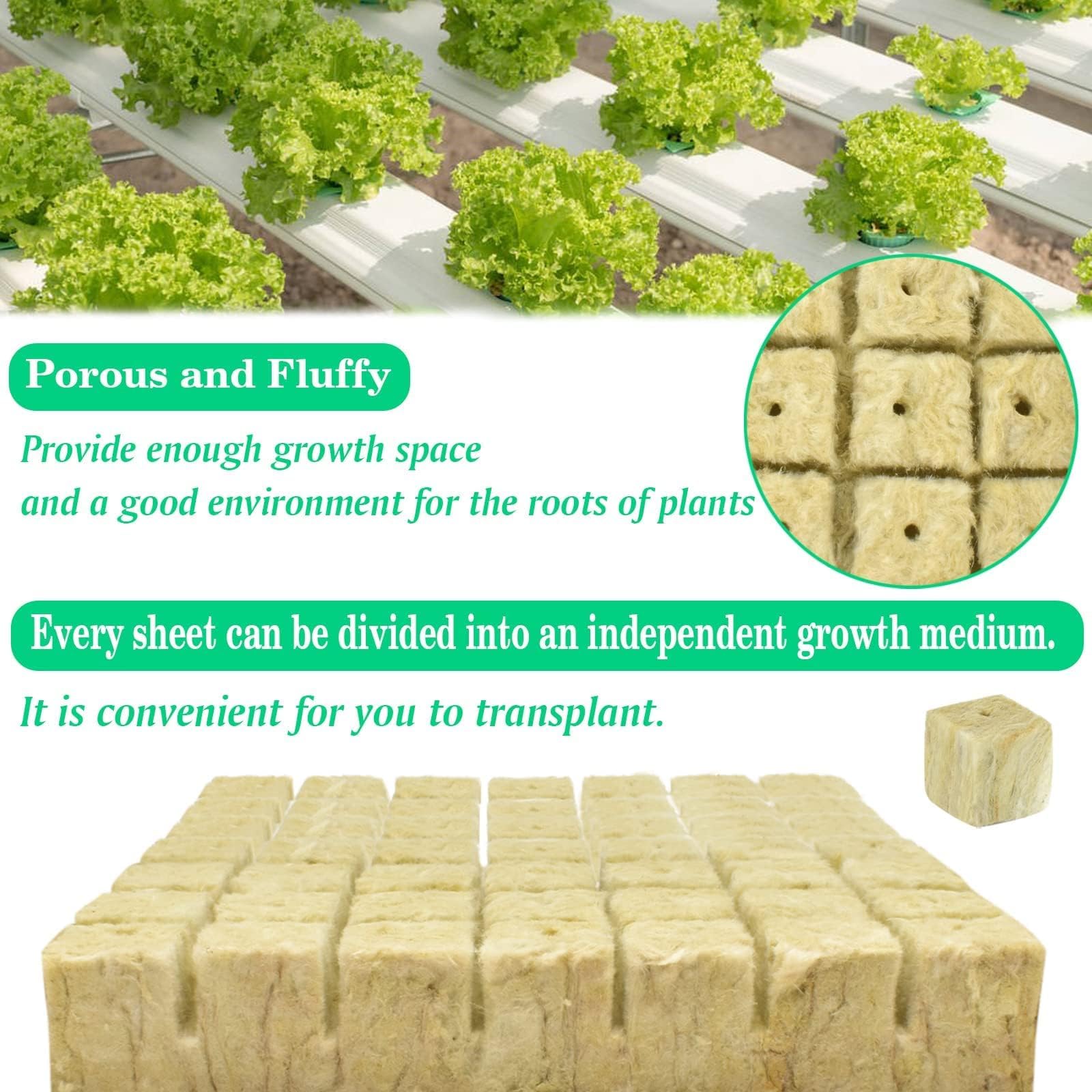 Halatool 98 Stück Steinwolle Anzucht 4x4x4cm Steinwolle Würfel, Rockwool Cube für hydroponic anzucht,Bodenlose Anzucht Setzlinge Stecklinge Klonpflanzen,erdlose Kultivierung, Klonpflanzen, Keimung