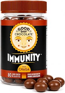 Good Day Chocolate Immunity – Dark Chocolate with Elderberry, Zinc & Chaga Mushroom for Immune Support – Easy Daily Chocolate Supplement – 80 Count