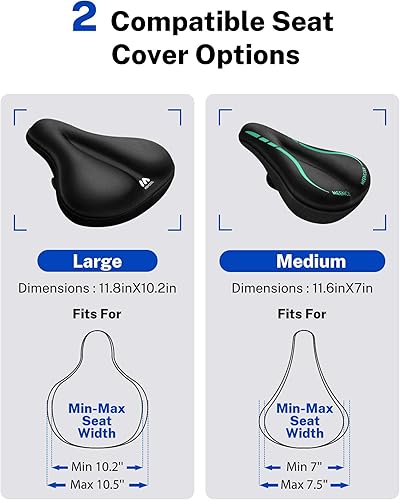 Vista 24 de Bike Seat Cushion - Gel Padded Bike Seat Cover for Men Women Comfort, Adjustable Velcro Secure Bicycle Seat Cushion Compatible with Peloton, Indoor