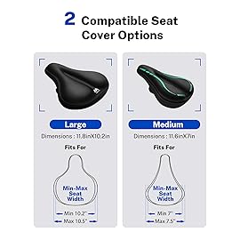 MEENCOOL Bike Seat Cushion - Gel Padded Bike Seat Cover for Men Women Comfort, Adjustable Velcro Secure Bicycle Seat Cushion Compatible with Peloton, Indoor & Outdoor Bicycle Seat(11x7Green)