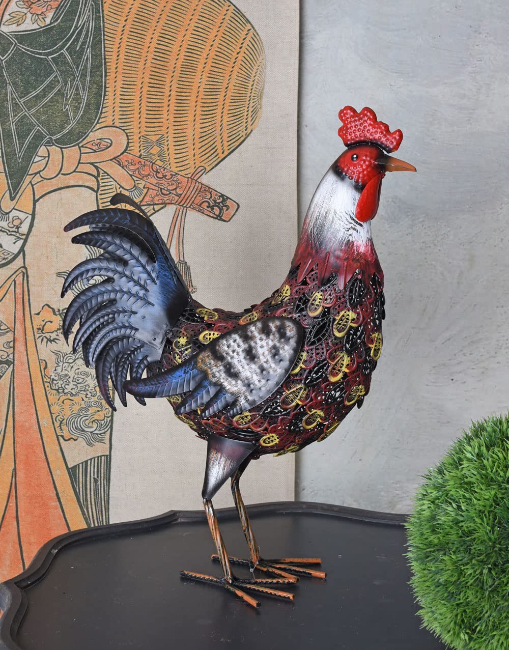Deco Figura Metal Gallo Gockel Gallina de Jardín,Escultura Jardín Estatua