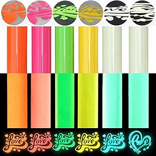 3D Puff Glow in The Dark Heat Transfer Vinyl Luminous Fluorescent Color HTV Puff Vinyl 6 Sheets 12"x10"for Heat Press T Shirt…
