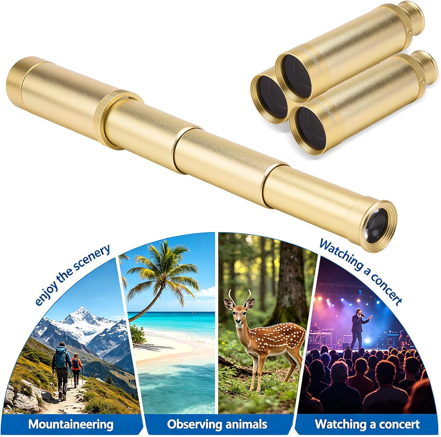 Outdoor Monocular Foldable Adjustable Eyepieces Aluminum Alloy Texture Great for Watching Camping Activity Nocturnalvision Single Lens