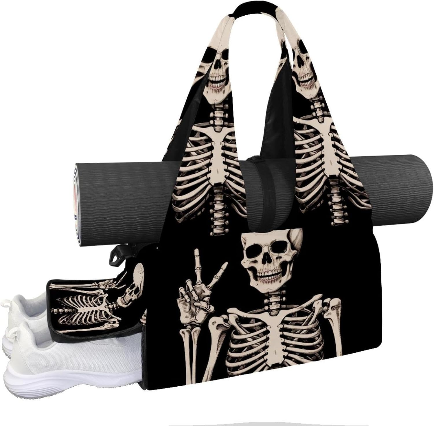 Yoga Mat Bag, Gym Workout Bag with Shoe Compartment, Colorful Petalous Flowers Pilates Bag for Women, Quick Access Storage Yoga Tote Bag for Sports Travel Office