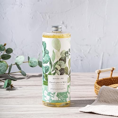 Miniatura 3 de ROMIIE ZOI Repuesto de jabón de manos espumoso, eucalipto y menta, fórmula suave e hidratante, 1 l33.8 onzas líquidas