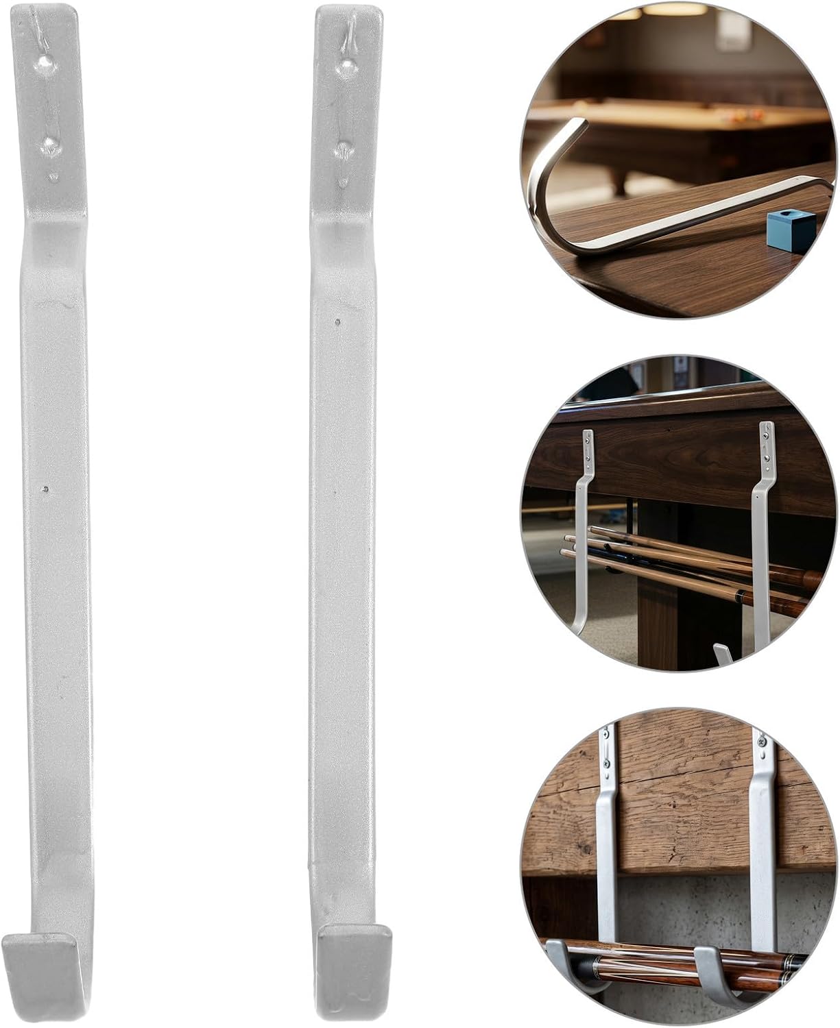 Cue Snooker with Thickened Hooks Cue Rack Table Pool Holder Side Mounted Metal Billiards and Matte Antiscratch Finish for Space-saving Concealed Storage