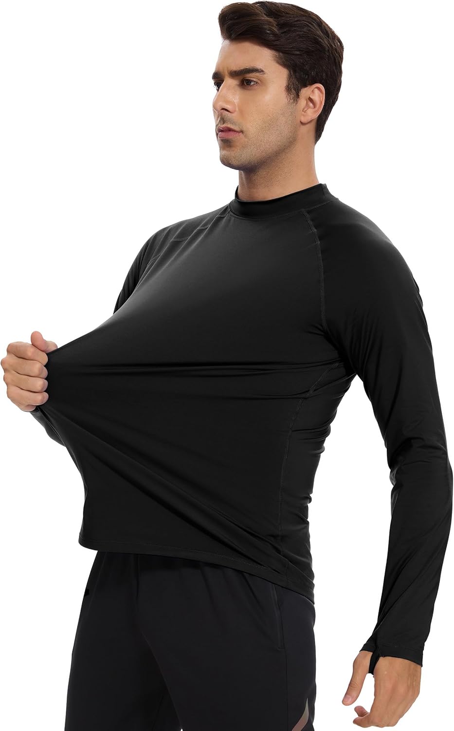Men's Fleece Lined Thermal Shirts Midweight Crew/Mock Neck Base Layer Long Sleeve Top Cold Weather Workout - Image 2