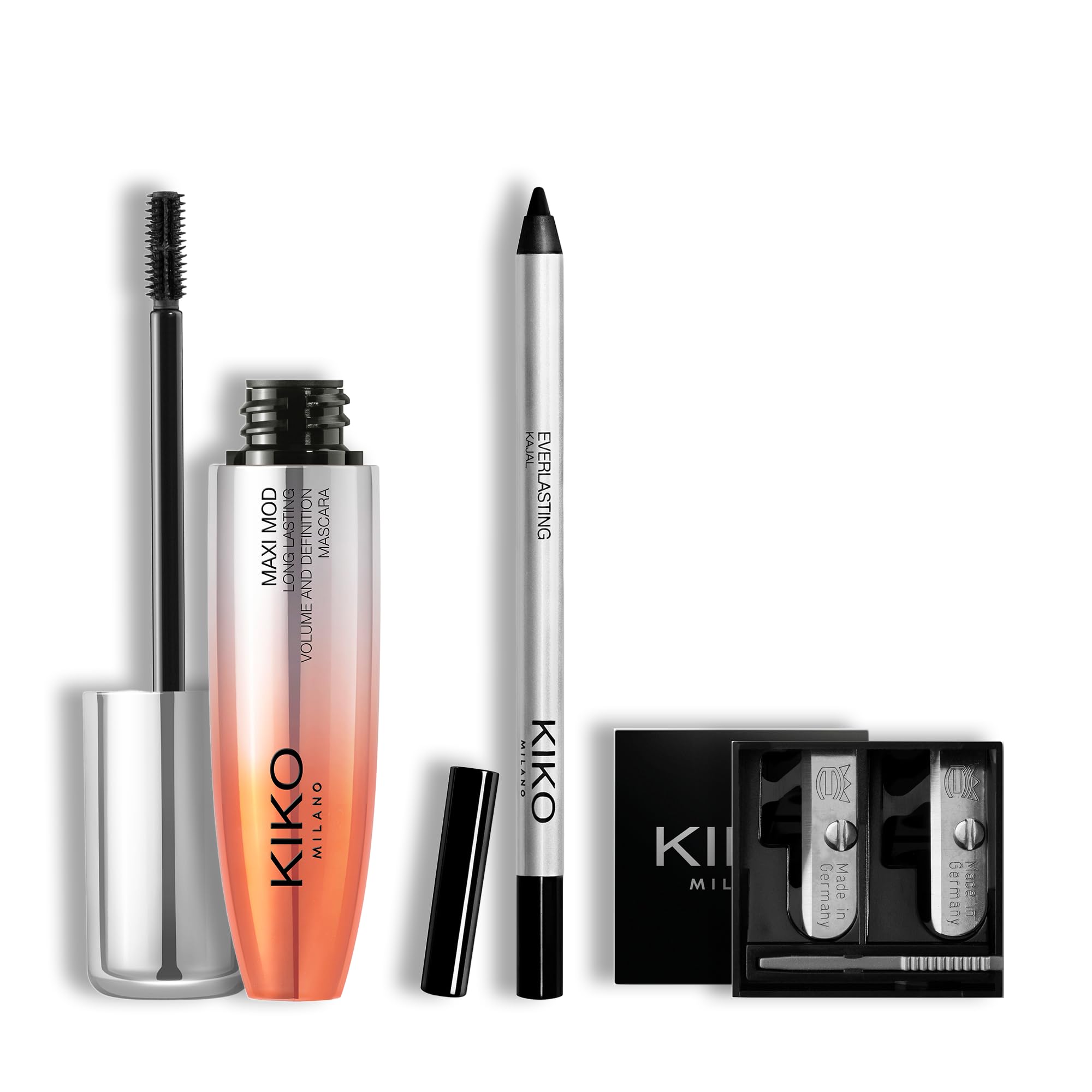 KIKO Milano Ultimate Eye Essentials Set | Mascara, Eyeliner & Sharpener for Long-Wearing, Defined Eye Looks
