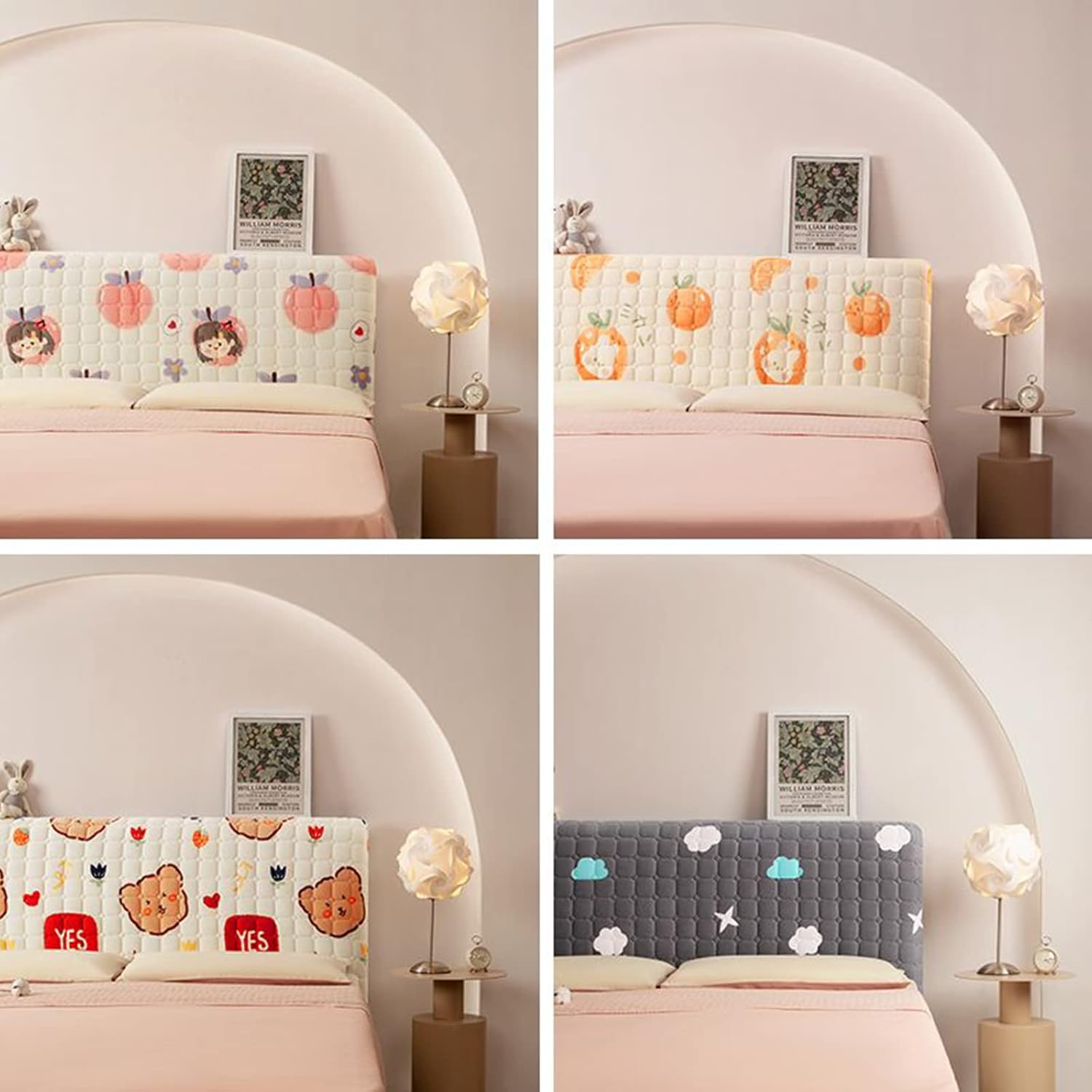 EFELIM Cartoon Thicken Bed Headboard Slipcover for Twin Full Queen Cal King Size, Quilted Headboard Cover Soft Cute Dustproof Protector Cover for Kids Bedroom Decor (Peach,120cm/47in)