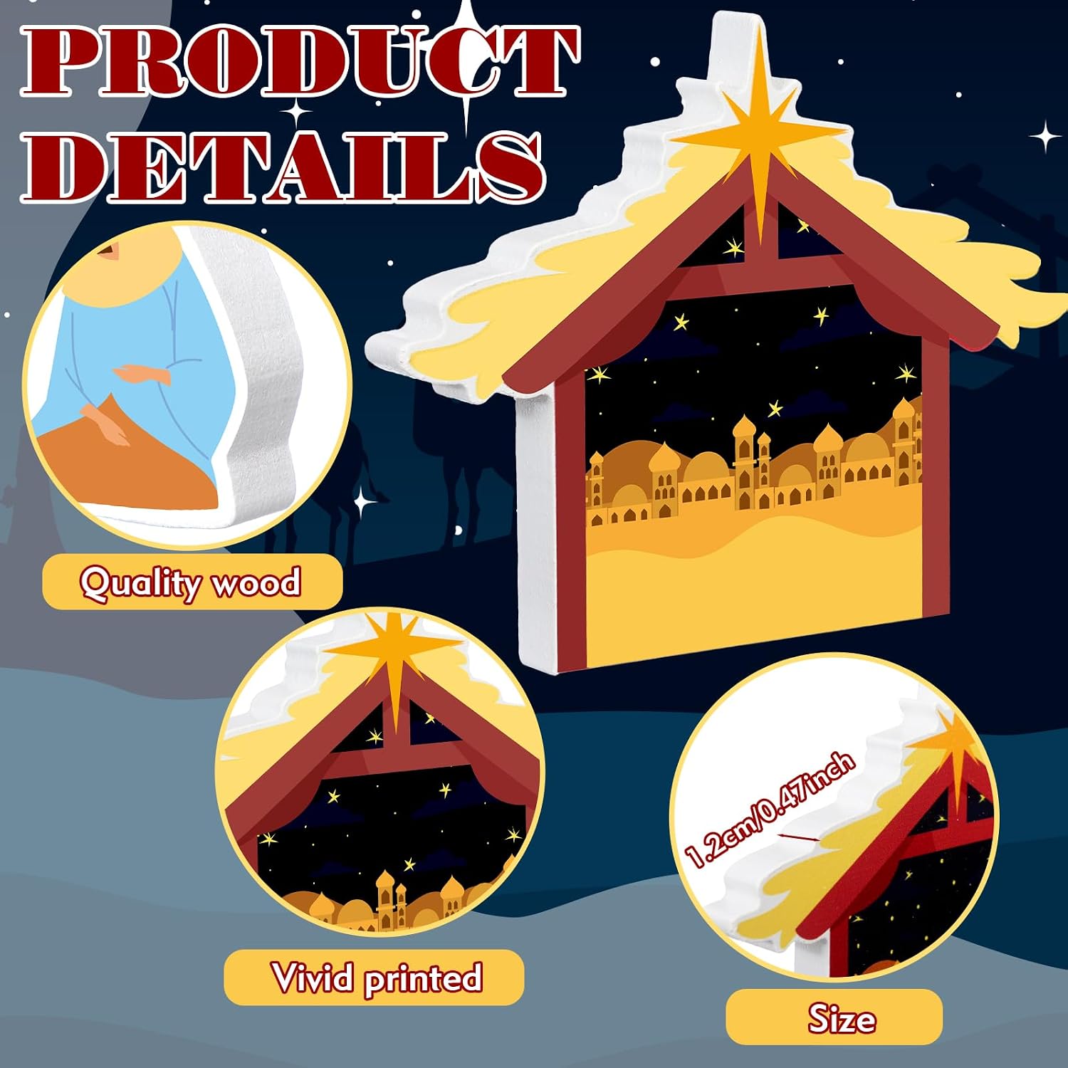 Yuntau 13 Pcs Christmas Nativity Set Nativity Tabletop Scenes Jesus Christmas Decorations for Indoor Outdoor Home Religious Display