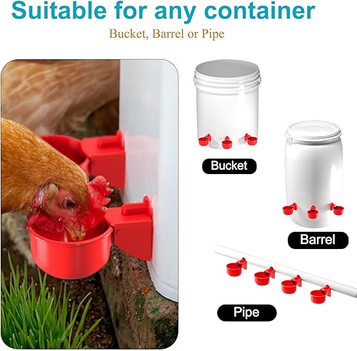 Miniatura 3 de Alimentador de pollos sin desperdicios automático para aves de corral, puertos, comederos de pollo y bebederos, kit de comederos de pollo DIY