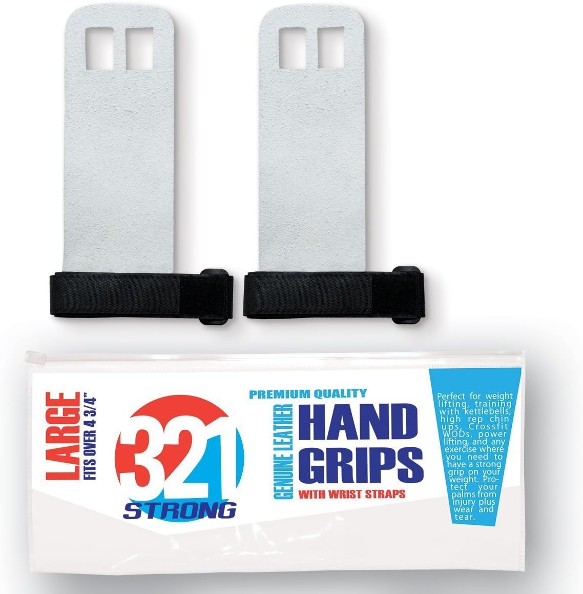 321 STRONG Premium Leather Hand Grips for Gymnastics and Crossfit - Small, Medium or Large
