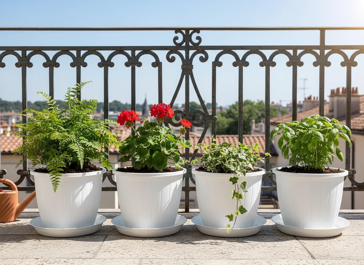 White Flower Pots - 6 Pack for Gardening -19 White Flower Pots - 6 Pack for Gardening -19