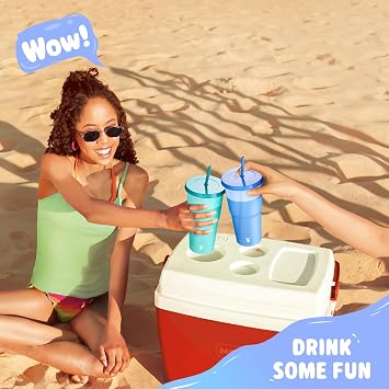Meoky Plastic Cups with Lids and Straws - 3 Pack 40 oz Tumblers Bulk, Reusable Color Changing Cups for Party, Car, Women, Adults, Iced Coffee, BPA-free