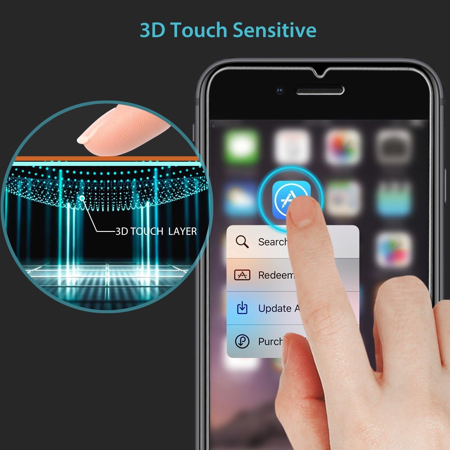 Syncwire iPhone 8/7/6s/6 Screen Protector [3-Pack], 9H Hardness Anti-Fingerprint Tempered Glass for iPhone 8/7/6s/6 [Screen-Alignment Frame Included, Bubble-Free, 3D-Touch, Case Friendly]