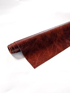 천연 그레인 소가죽: 30.5cm x 61cm(12인치 x 24인치) 프리컷 가죽 피스 (브랜디 디스트레스, 1개)