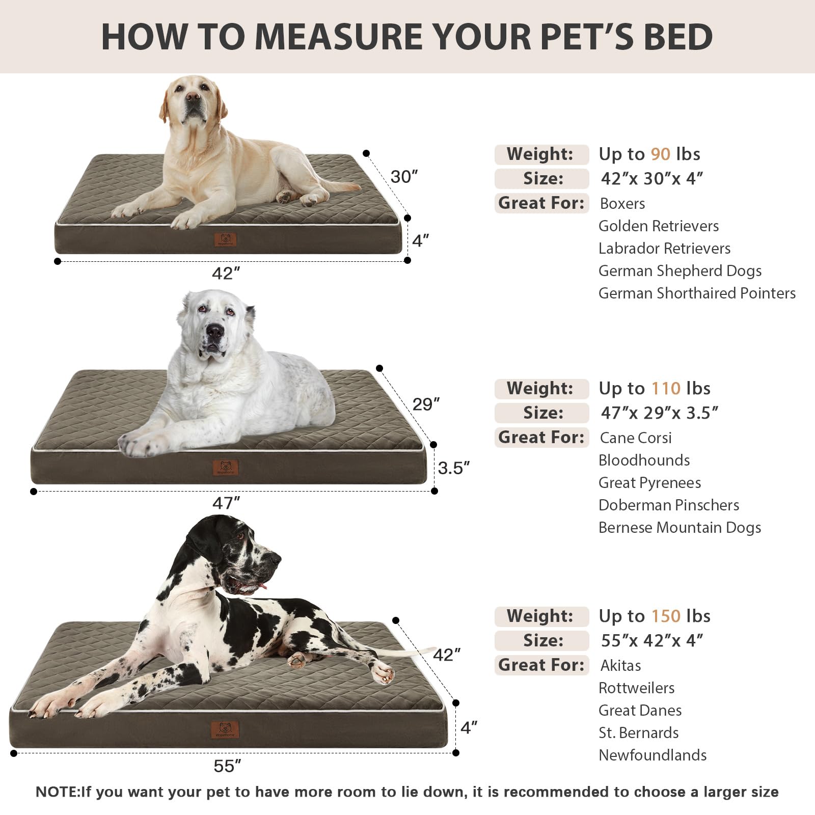 WNPETHOME Orthopedic Waterproof Extra Large Senior Dogs Bed for Comfy Sleep view 5