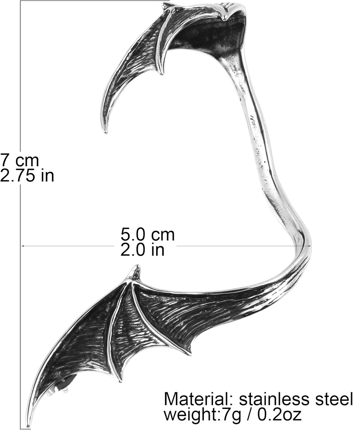 HZMAN Stainless Steel Ear Cuff Earrings for Women Piercing Men Stud Dragon Punk Wrap - Image 5