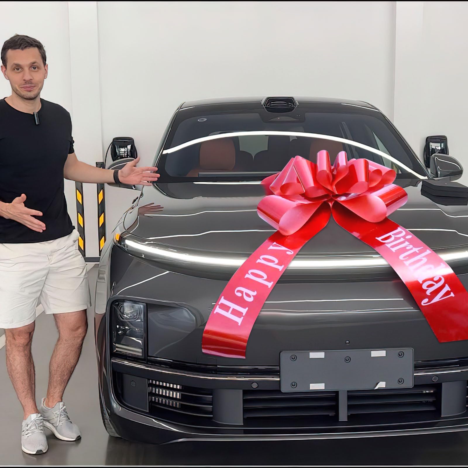 Nœud Cadeau Géant Voiture 45 Cm - Ruban Rouge Imposant Pour Anniversaire, Mariage, Nouvelle Maison - Idée Déco Surprise XXL Gros Noeud Rouge
