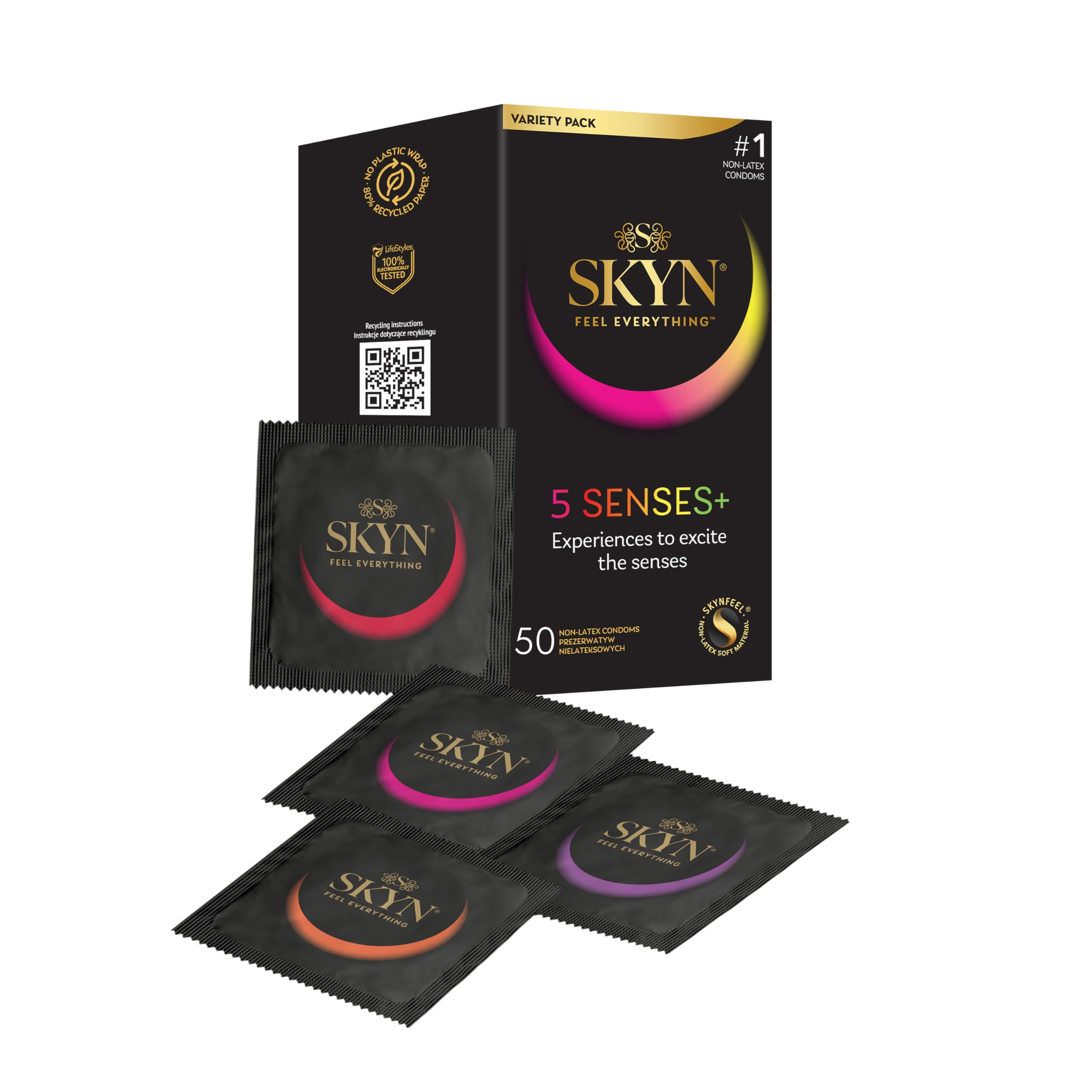 SKYN Selection Kondome – Latexfrei, Mit Gleitmittel, 30 Stück + 5 Senses Extra