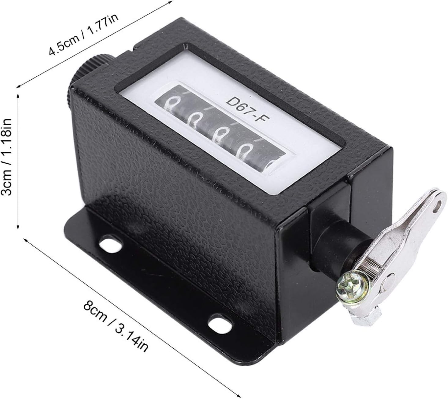 Mechanical Counter, 5 Digit D67-F 0-99999 Rotary Knob Resettable Black with Spring Manual Hand Pull Stroke Arithmometer, Pull Counter