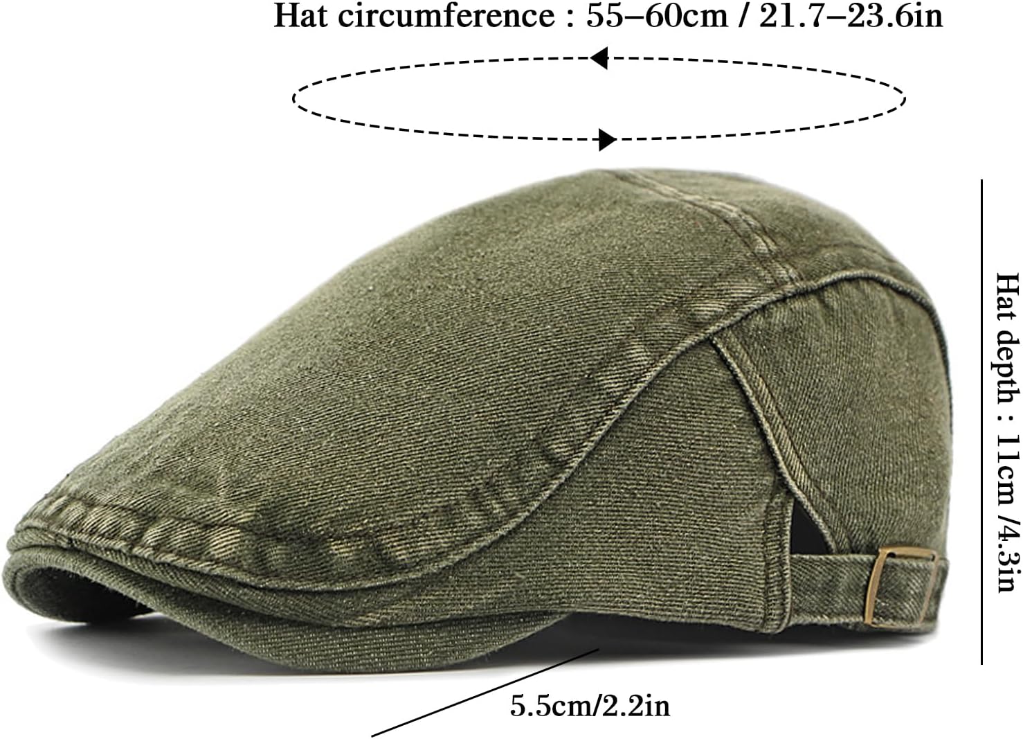 Newsboy Cap for Men Adjustable Flat Ivy Gatsby Cabbie Driving Hat Breathable Denim Cotton Golf Cap - Image 7