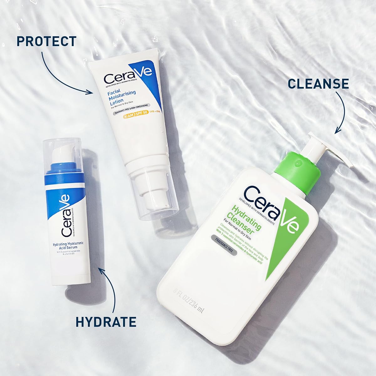 CeraVe Hydrating Cleanser for Normal to Dry Skin 236 ml with Hyaluronic Acid and 3 Essential Ceramides Aromático 236 ml (Pack of 1) — view 5