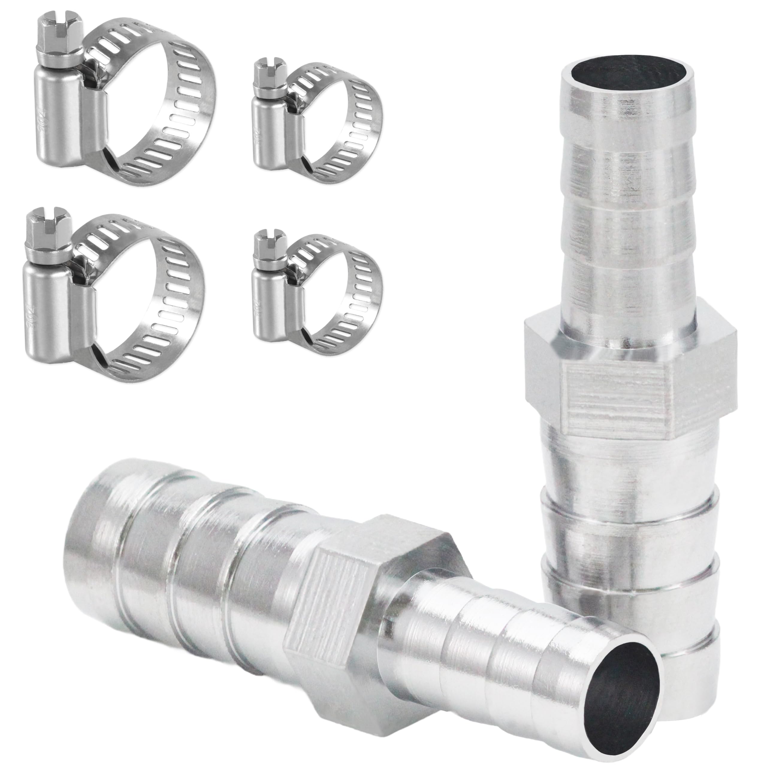 Raccord cannelé laiton chromé robuste 3/8 vers 5/16 avec bagues de serrage inox