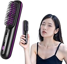【Amazon.co.jp Exclusive & 2025 Evolution Model】Heat Brush Cordless Brush Iron Straight Negative Ion Anti-Static Digital Display Type-C Rechargeable 160～200℃ USB Rechargeable 3-Step Temperature Control