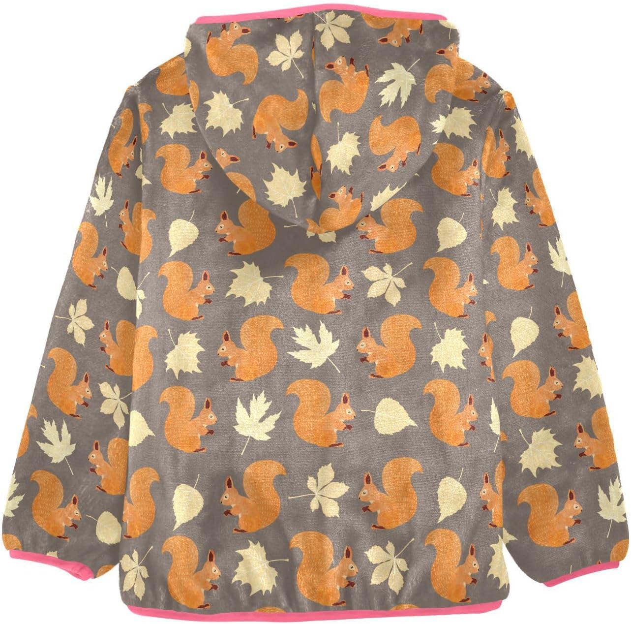 Squirrel Toddler Fleece Jacket Baby Girls Hooded Zipper Long Sleeve Thick Warm Outerwear 3-10 Years