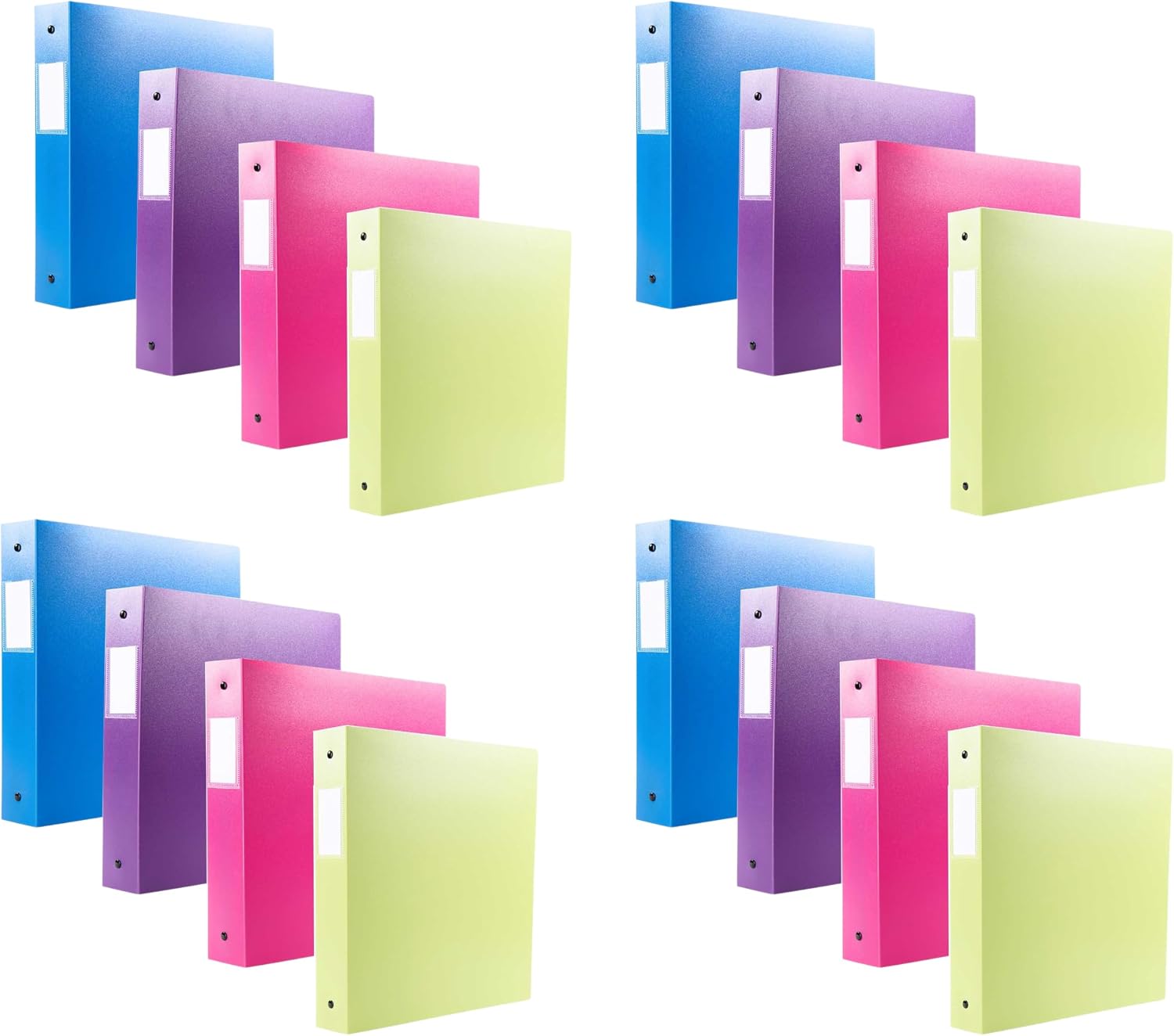Filexec 3 Ring Binder, 1 Inch Capacity, Opaque, Letter size, Pack of 4, Blue, Hot Pink, Purple, Green (50162-6497)