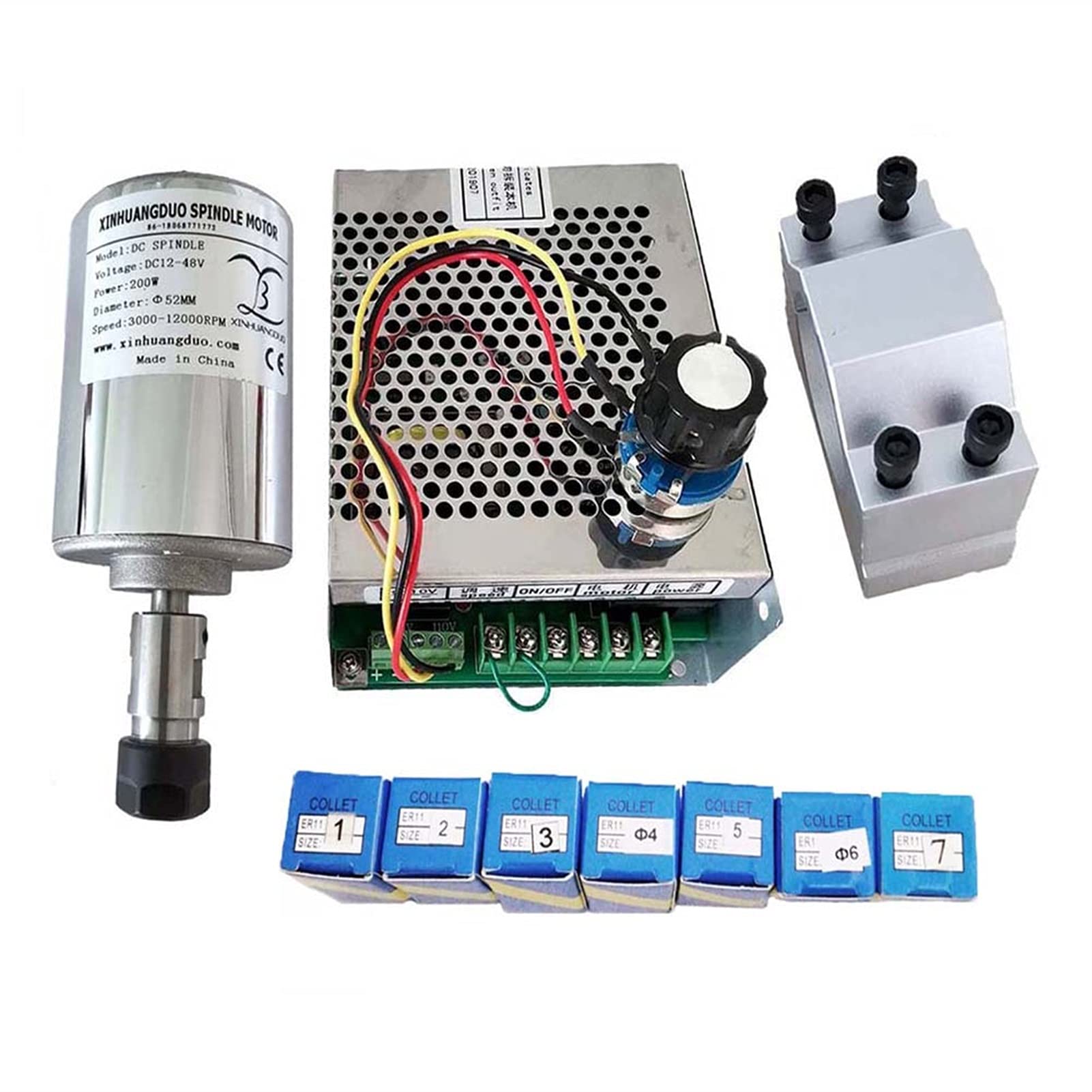 Moteur de broche CNC 200W refroidi par air avec mandrin ER11 et variateur