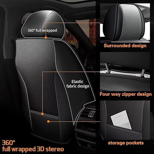 Vista 27 de Fundas de asiento delantero para Honda Pilot 2005-2016: fundas de asiento de automóvil de cuero impermeables para fundas interiores de Pilot Auto