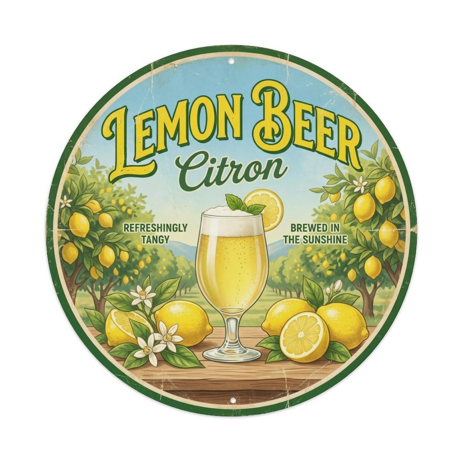 Vintage Lemon Beer Flavored Craft Brew Wild Ferment Metal Tin Sign