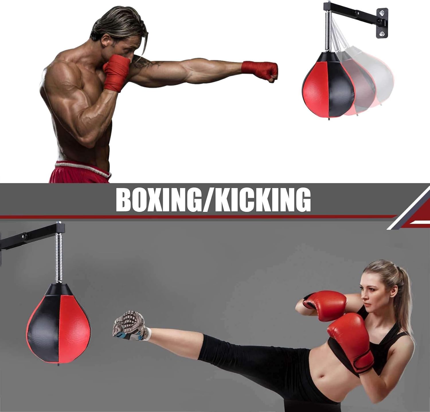 Speed Bag Boxing Punching Bag Wall Mount Height Adjustable Boxing Reflex Ball Speed Bag for Boxing Boxing Gear for MMA Karate Taekwondo Equipment for Adults Kids : Sports & Outdoors