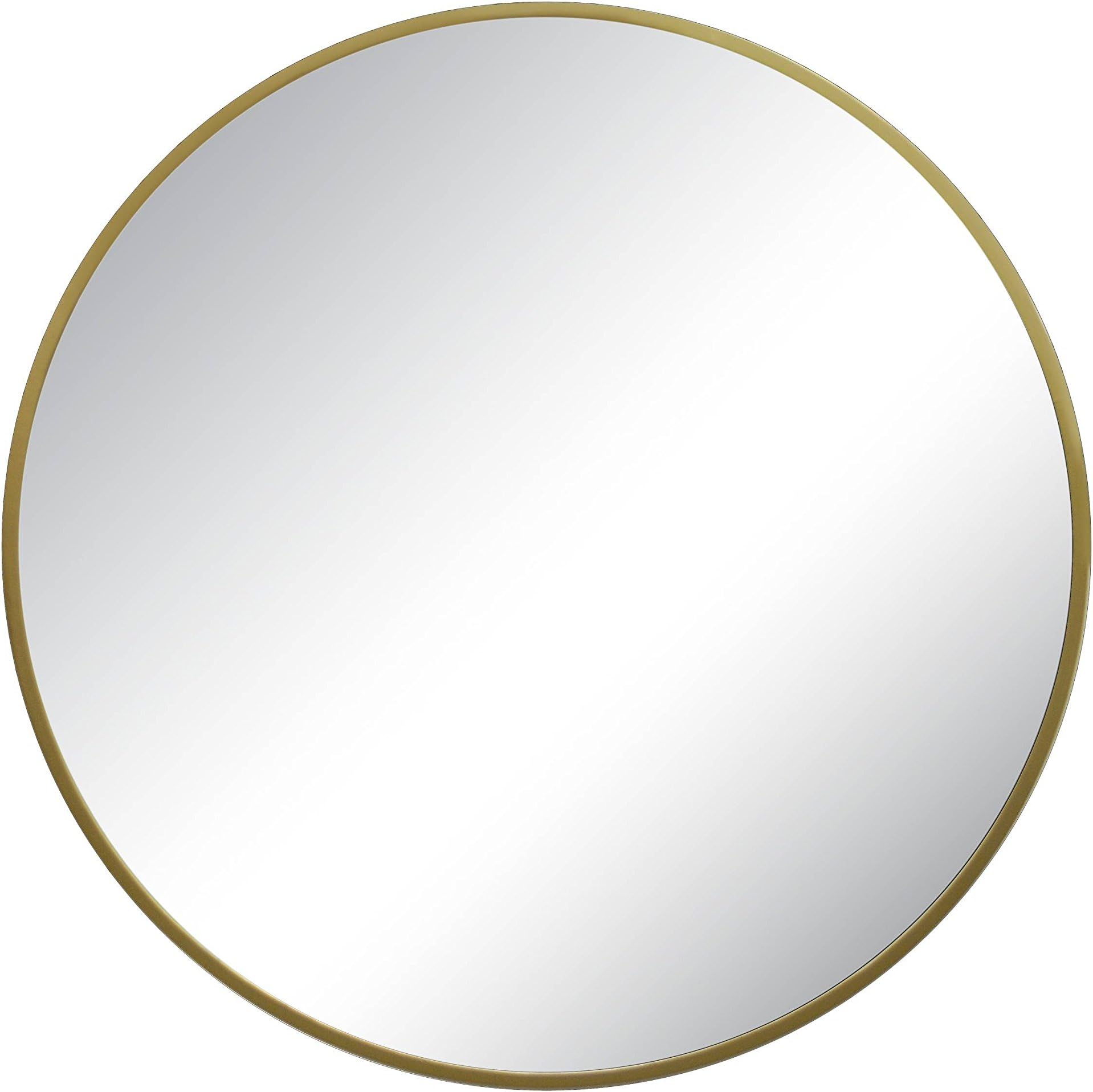 Modern Style Round Shape Mirror Metal Frame Brass Finish dia 28"