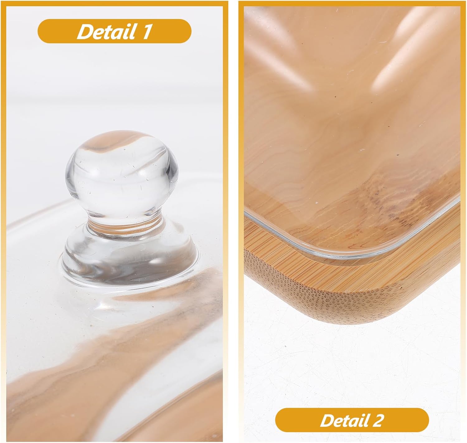 Hemoton Glass Dining Tray 7.08X4.72 Inch Transparent Household Dessert Plate with Handle for Cake Serving Food Protection Multi-Function