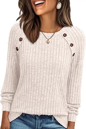 AUTOMET Women's Long Sleeve Shirts Fall Sweaters Business Casual Tops Blouse