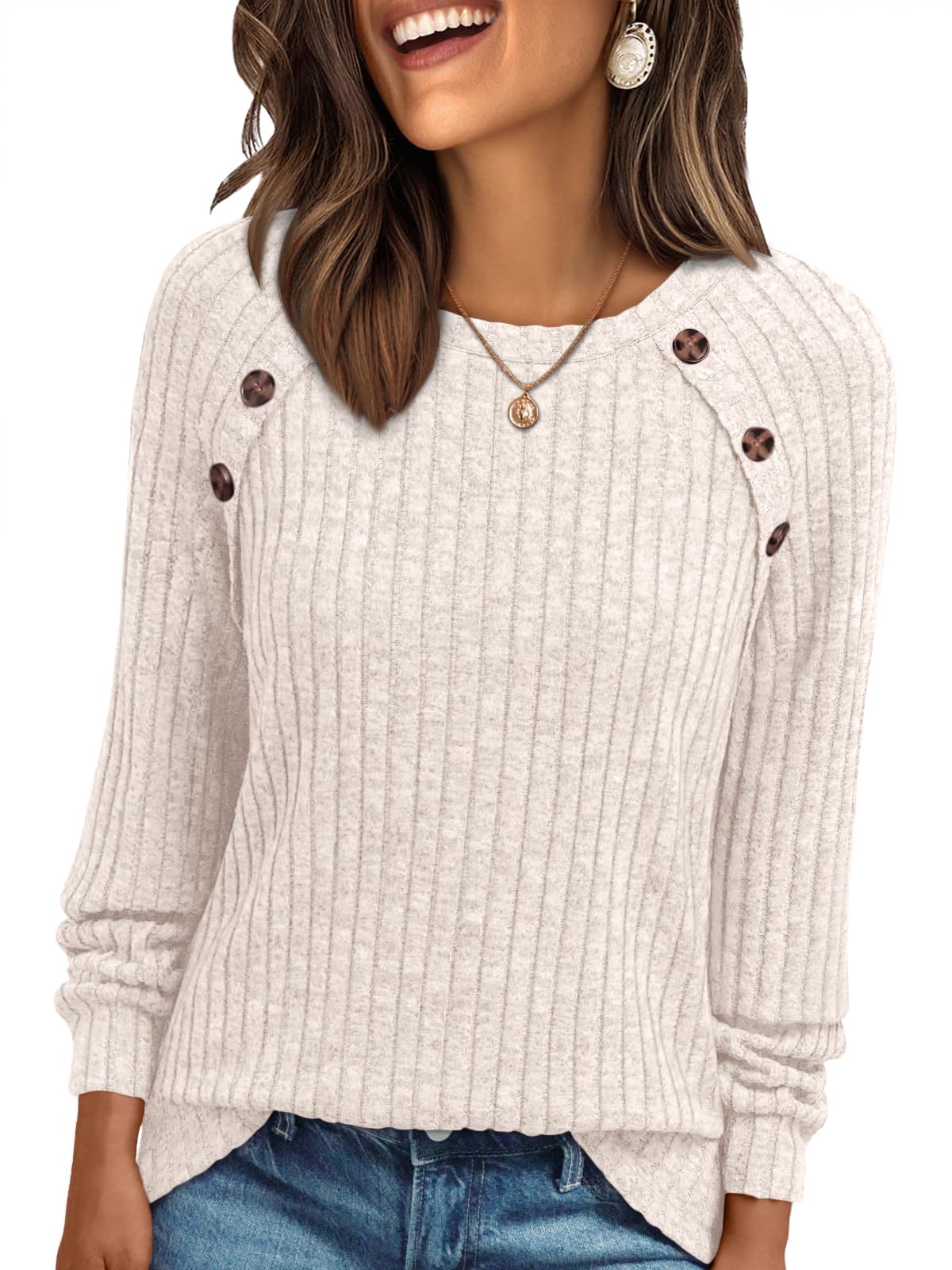 Womens Long Sleeve Shirts Fall Sweaters Business Casual Tops Blouse