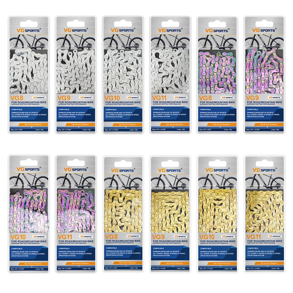 3 Set di Catena per bici facile da installare per mountain bike e bici da strada Catene per mountain bike robuste e durevoli in acciaio al carbonio, eleganti e colorate a 9 velocità