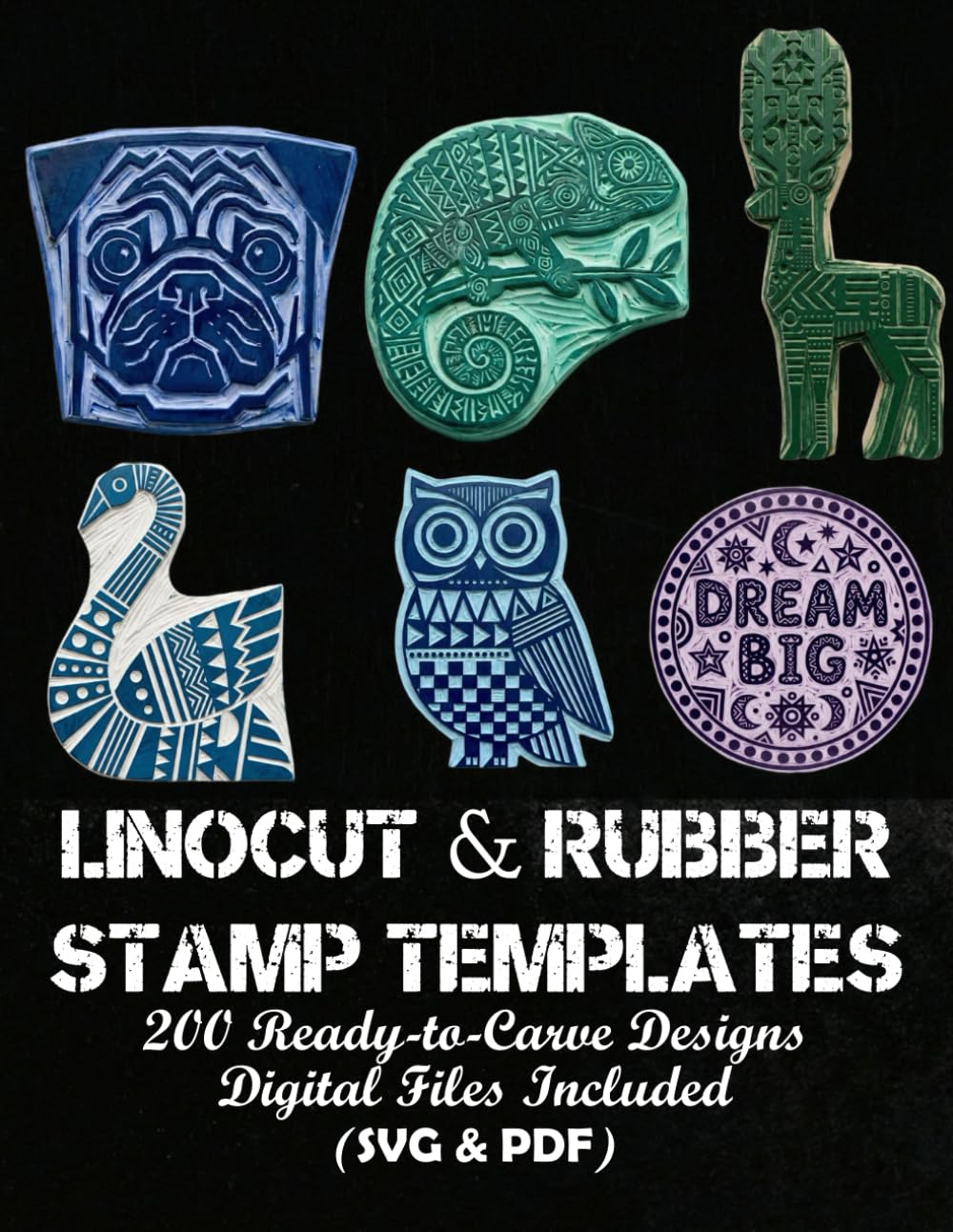 Linocut & Rubber Stamp Templates: 200 Ready-to-Carve Designs, Digital Files Included (SVG & PDF)