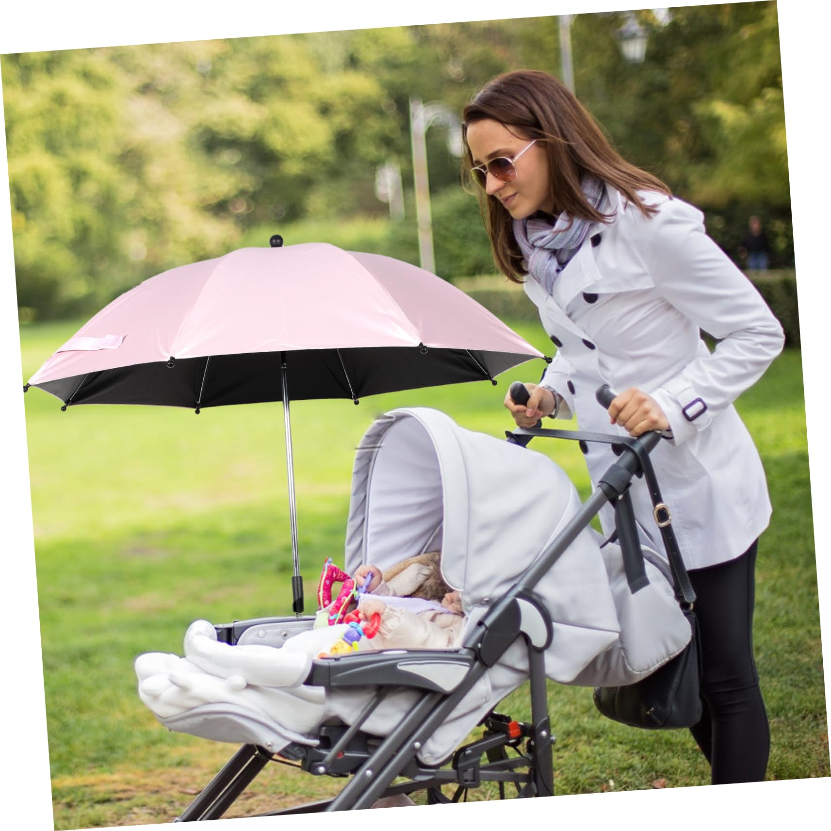 IWOWHERO Detachable Stroller Umbrella Sunshade Parasol for Golf Chair Outdoor Uv Sunscreen Cover Cm Pink