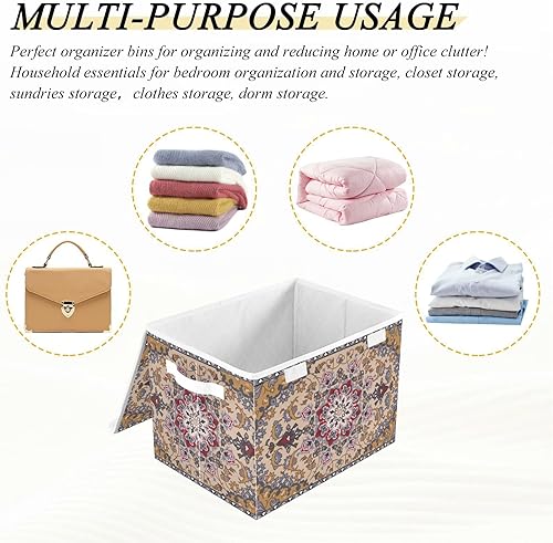 Miniatura 7 de Contenedores de almacenamiento plegables con tapas, cubos de almacenamiento de tela decorativos, organizadores de armario y cestas de
