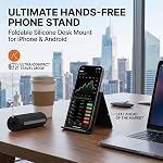 Portable Foldable Silicone Phone Holder, Flexible Silicone Aluminum Phone Holder Stand, Bendable Rollable Foldable Design, for Phone Tablet (Black)
